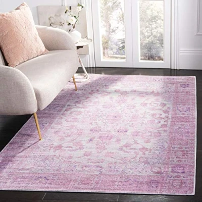 Abbildung von SAFAVIEH Boho Teppich für Wohnzimmer, Esszimmer, Schlafzimmer Valencia Collection, Kurzer Flor, Pink und Multi, 152 X 244 cm
