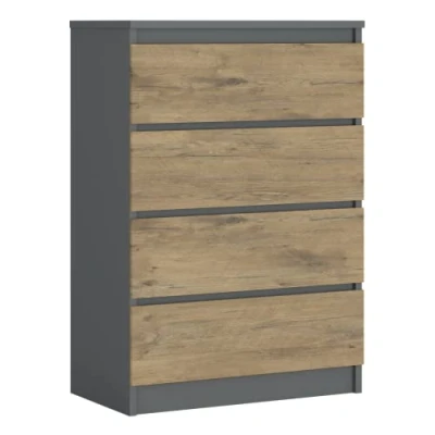Abbildung von 3E 3xE living.com Komodenschrank mit 4 Schubladen, Farbe: ANTHRAZIT/Eiche Lancelot, A: 70 x 101 39 cm