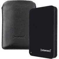 Abbildung von Intenso Memory Drive Portable Hard 4TB, tragbare externe Festplatte inkl. Tasche 2,5 Zoll, 5400 U/min, 8MB Cache, USB 3.0 schwarz