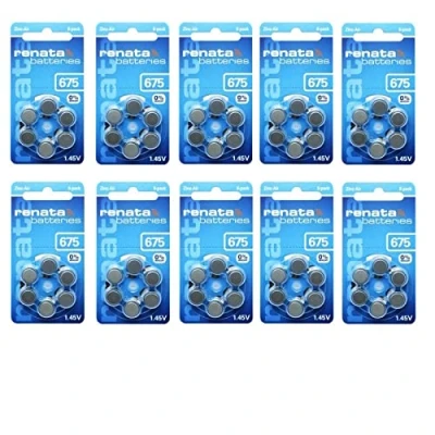 Abbildung von 60 Stück Renata ZA 675 Hörgerätebatterie 650 mAh 1,4 V