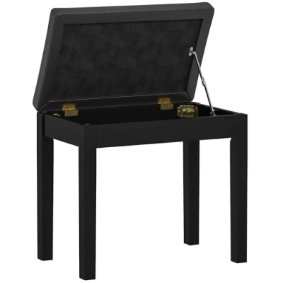 Abbildung von HOMCOM Klavierbank Klavierhocker mit Stauraum, Holzbeine Pianobank Kunstleder, Schwarz, 55 x 34 50 cm