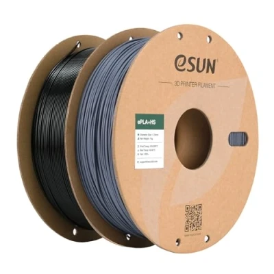 Abbildung von eSUN PLA+ Filament 1.75mm, PLA+HS Hochgeschwindigkeitsdruck 3D Drucker Maßgenauigkeit +/ 0.03mm, 1KG Spule (2.2 LBS) Speedy PLA Plus (Schwarz + Grau, 2KG)