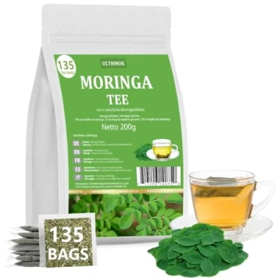 Abbildung von ULTHMOK Moringa Tee 200g/135 teebeutel, 100% Natur, Keine Zusatzstoffe, Kräuterteebeutel für Gesunden Genuss