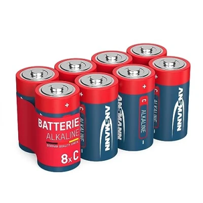Abbildung von Ansmann Batterien Baby C (LR14) 8 Stück 1,5V Alkaline Batterie langlebig &amp; auslaufsicher Ideal für Spielzeug, LED Taschenlampe, Radio, Modellbau, Megafone UVM, 5015571 01, schwarz