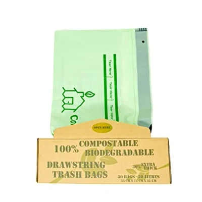 Abbildung von Extra starke Premium Müllbeutel, kompostierbare, biologisch abbaubare 6 l/10 l/30 l pflanzliche Lebensmittelabfallbeutel für die Küche zu Hause in einer Kraftbox (30L 30 Müllbeutel)