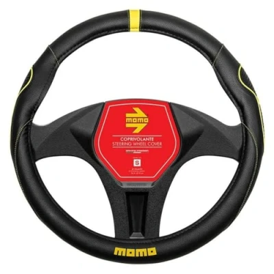 Abbildung von Momo Refial Lenkradbezug Supergrip schwarz/gelb 36,5 37,9 cm