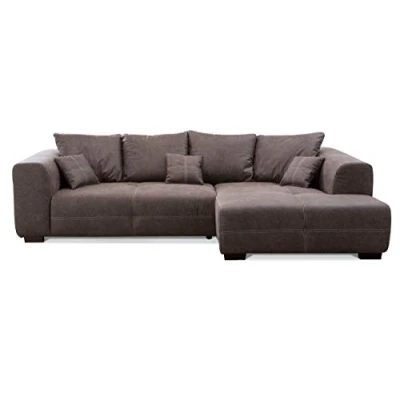 Abbildung von CAVADORE Ecksofa Mavericco inkl. Kissen / XXL Eckcouch im modernen Design Longchair rechts 285 x 69 170 Lederoptik braun