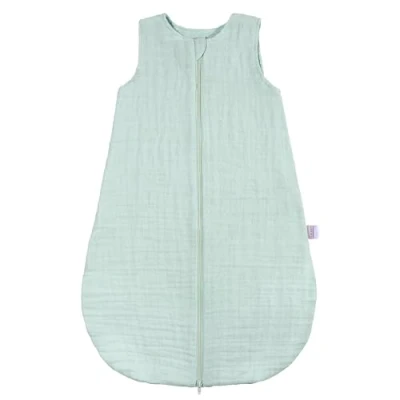 Abbildung von MAKIAN Baby Sommerschlafsack Musselin Leichter Schlafsack aus 100 % Baumwolle ärmellos, atmungsaktiv, TOG 1.0 ÖkoTex Standard 100 Frühling &amp; Sommer Mint 80