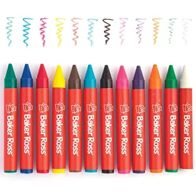 Abbildung von Baker Ross AR872 Dicke Wachsmalstifte für Kinder, Kunst und Handwerk, Schule, Klassenzimmer, gemischt, 36 Stück (1 Packung)