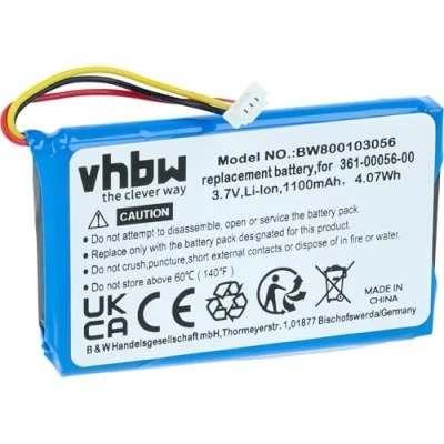 Abbildung von vhbw Akku kompatibel mit Garmin Camper 770 LMT D GPS Navigation Navi (1100mAh, 3,7V, Li Ion)