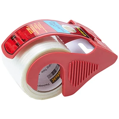 Abbildung von Scotch X5009D Verpackungsklebeband (1 Rolle im Handabroller, extra reißfest, 9 m x 50 mm) weiß transparent