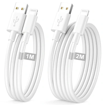 Abbildung von iPhone Ladekabel 1M+2M 2Pack [Apple MFi Zertifiziert], USB Lightning Kabel 2M Schnellladekabel Aufladekabel für 14 13 12 11 Pro Max Mini XS XR 8 7 6 Plus 5 SE,iPad