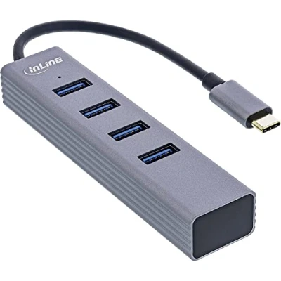 Abbildung von InLine® USB 3.2 Typ C Multi Hub (4X A 5Gb/s), OTG, Metallgehäuse