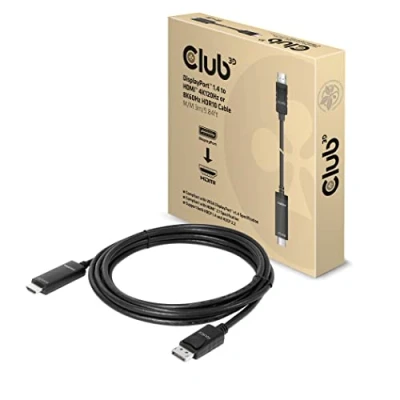 Abbildung von Club3D CAC 1087 DisplayPort 1.4 auf HDMI 4K120Hz oder 8K60Hz HDR10 Kabel 3m St./St.