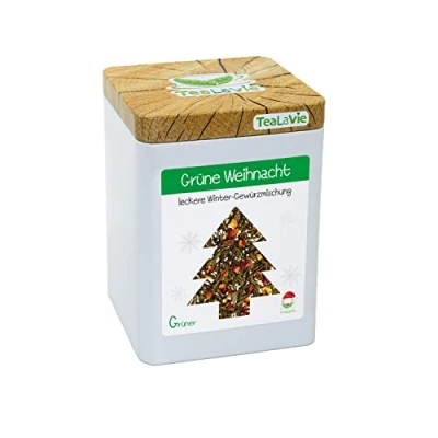 Abbildung von TEALAVIE Wintertee Grüne Weihnacht frische Orange mit würzigem Zimt 90g Dose loser Grüner Tee