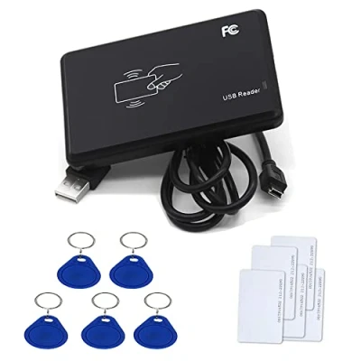 Abbildung von YAVIS RFID Reader IC Kartenlesegerät Berührungslose 14443A Kartenleser Card mit USB Schnittstelle + 5pcs x 13.56MHz Chip Transponder Schlüssel Anhänger Key fobs Cards