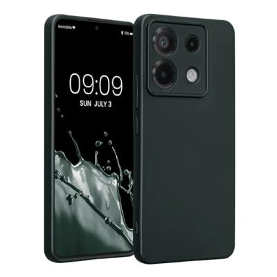 Abbildung von kwmobile Handyhülle kompatibel mit Xiaomi Redmi Note 13 Pro 5G / Poco X6 Hülle weiche Silikon Case metallisch schimmernd in Metallic Petrol