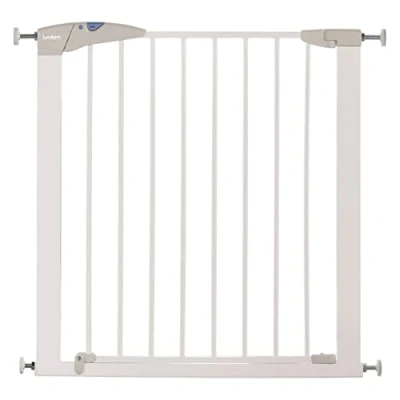 Abbildung von Munchkin Lindam Türgitter für Babys, ausziehbares Türschutzgitter &amp; Treppenschutz zum Klemmen, ideal Kinder und Haustiere, ohne Bohren, 76 82 cm, Weiß
