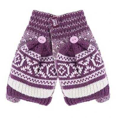 Abbildung von HEAT HOLDERS Damen Thermo Fleece Norwegermuster Fingerlose Fäustlinge mit Daumen (One Size, Rose (Stockholm))