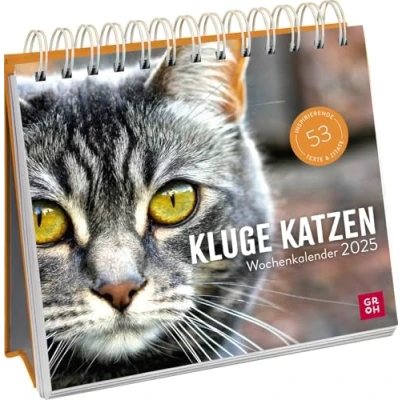 Abbildung von Wochenkalender 2025: Kluge Katzen: Katzenkalender zum Aufstellen mit Wochenkalendarium, Tischkalender als Geschenk für Katzenfreunde