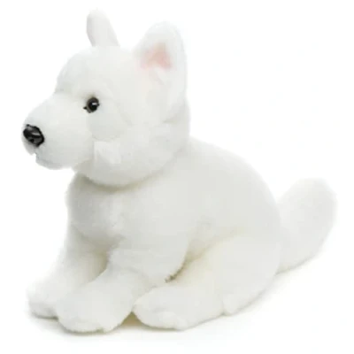 Abbildung von Uni Toys Kuscheltier Weißer Schäferhund Welpe m./o. Leine 26 cm (Höhe) Plüschtier, zu 100 % recyceltes Füllmaterial