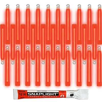Abbildung von Cyalume SnapLight Knicklichter in Rot (30 er Pack) 15 cm Glow Sticks mit Haken am Ende ultra helle Light einer Leuchtdauer von 12 Stunden