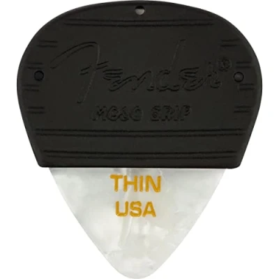 Abbildung von Fender Mojo Grip Guitar Picks, Celluloid, Thin, 3 Pack, White Moto