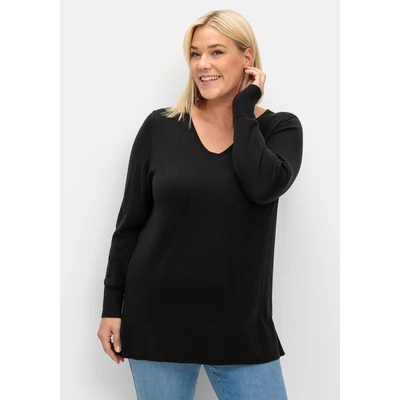 Abbildung von Sheego Strickpullover, Damen, Größe: 40/42, Schwarz