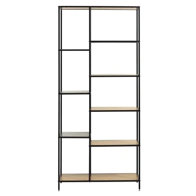 Abbildung von FJORDFORM Bücherregal, Wildeiche Holz, 8 Regale, Schwarzes Metall, Natur