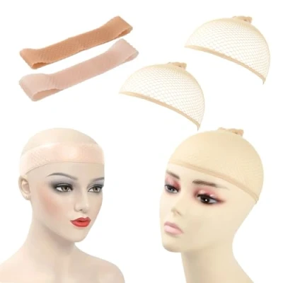 Abbildung von 4 Stück Perückenband Perückennetz Set, Perücke Griff Rutschfestes, Haarnetz für Perücken, Nahtlose Stirnband Elastisch Haarnetz, Atmungsaktive, Damen Sport Yoga (Set)