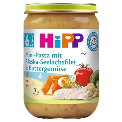 Abbildung von HiPP Mini Pasta mit Alaska Seelachsfilet und Buttergemüse, 6er Pack (6 x 190 g)