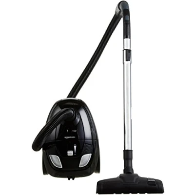 Abbildung von Amazon Basics Staubsauger mit Beutel, leistungsstark, kompakt und leicht, für Hart Teppichböden, HEPA Filter, 700 W, 1.5 l, EU, Schwarz