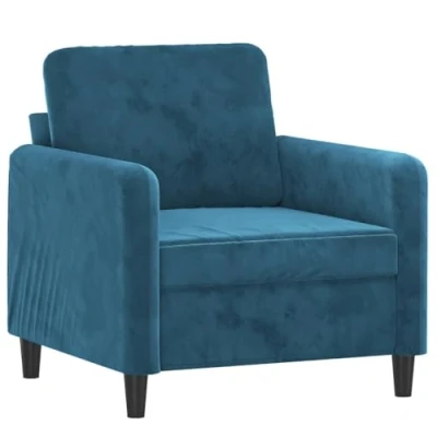 Abbildung von vidaXL Sessel, Sofa Relaxsessel mit gepolstertem Sitz Armlehnen, Fernsehsessel Loungesessel Metallgestell, Polstersessel Ruhesessel, Blau Samt