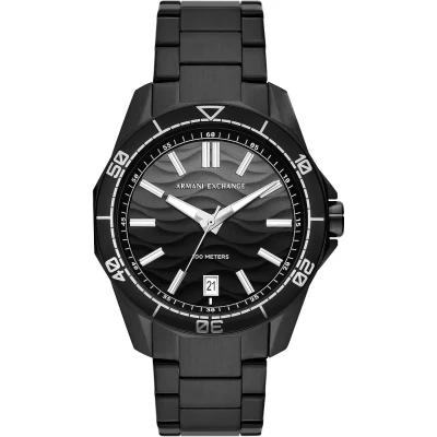 Abbildung von Armani Exchange Quart HAND DATE 44MM Uhr, Herren, Größe: One Size, Stainless steel black