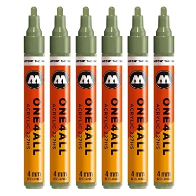 Abbildung von Molotow One4All 227HS Acryl Marker (4,0 mm Strichstärke, hochdeckend und permanent, UV beständig, für fast alle Untergründe) 6 Stück Farbe 205 amazonas hell