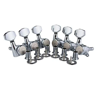 Abbildung von Guyker 6Pcs Guitar Locking Tuners (6 Right Handed) 1:18 Ratio Lock String Tuning Key Pegs Machine Heads with Hexagonal Handle Replacement for LP SG Style Electric, Folk or Acoustic Guitars Chrome