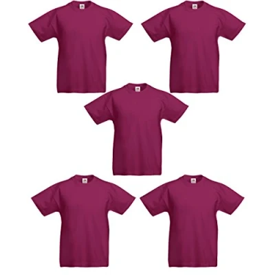 Abbildung von Fruit of the Loom Jungen T Shirt (5er Pack), burgunderfarben, 3 4 Jahre