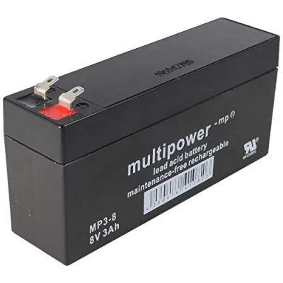 Abbildung von MultiPower MP3 8 Blei Akku Volt 3000mAh mit 2 Faston 4,8mm Steckkontakten