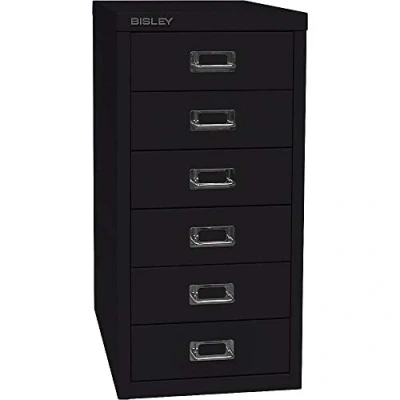 Abbildung von BISLEY MultiDrawer, 29er Serie, DIN A4, 6 Schubladen, Metall, 633 Schwarz, 38 x 27.9 59 cm