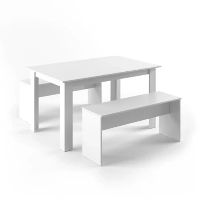 Abbildung von Vicco Esstisch Set Sentio, Weiß, 90 x 140 cm mit 2 Bänken