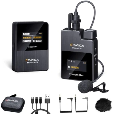 Abbildung von COMICA BoomX D1 kabelloses Lavalier Mikrofon, 2,4 GHz, Krawattenmikrofon System mit 1 Sender und Empfänger, Lav Mikrofon für DSLR Kamera/Camcorder/Smartphone Podcast Interview YouTube