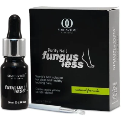 Abbildung von Simon&amp;Tom Fungusless Anti Nagelpilz Behandlung Premium Qualität Hochwertige natürliche Wirkstoffen Beseitigt und fördert gesundes neues Nagelwachstum Klinisch erprobt Vegan / 10 ml Made in Spain