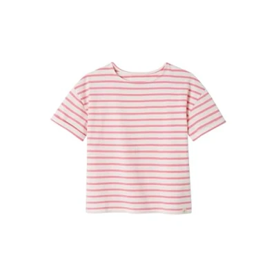 Abbildung von Vertbaudet Geringeltes MIT Recycling Tshirt print für Kinder, Größe: 116, Rosa gestreift