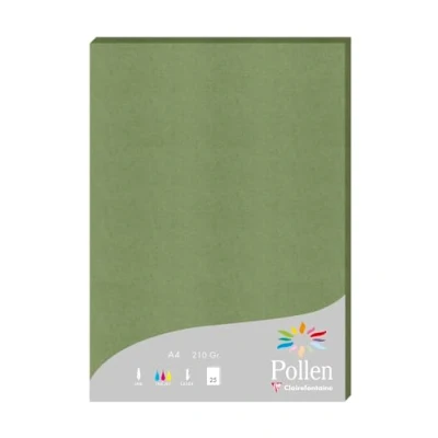 Abbildung von Clairefontaine 24270C Packung mit 25 Blatt Pollen, DIN A4 210x297 210g/m2, ideal für Ihre Einladungen und Korrespondenz, Salbei, 1 Pack