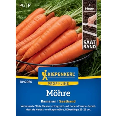 Abbildung von Kiepenkerl Profi Line Möhrensamen Kamaran 1042960 Gemüsesamen für Möhren mit einer Fruchtlänge von 22 bis 26 cm und Inhalt 5 lfd. Meter Saatband