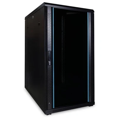 Abbildung von DSIT 22HE 19 Zoll Serverschrank mit Glastür (BxTxH) 600 x 800 1200mm Schwarz Traglast kg