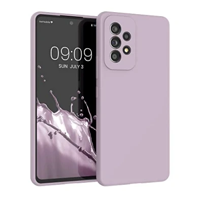 Abbildung von kwmobile Hülle kompatibel mit Samsung Galaxy A53 5G Silikon Handy Case Handyhülle weiche Oberfläche kabelloses Laden Nude Lilac