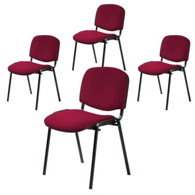 Abbildung von Topsit Büro &amp; More 4er Set Besucherstuhl ISO, Bequemer Konferenzstuhl, stapelbar, mit gepolsterter Sitzfläche und Rückenlehne (Bordeaux)