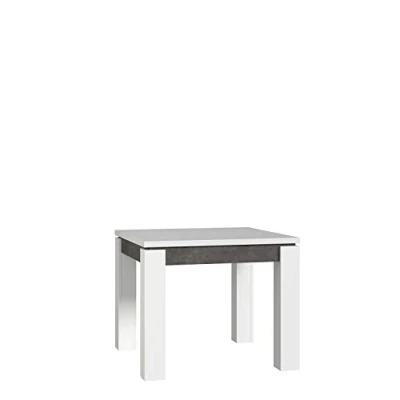 Abbildung von FORTE Brugia Esstisch ausziehbar, Holzwerkstoff, Weiß kombiniert mit Betonoptik Dunkelgrau, 75,9 x 90 90,4 cm