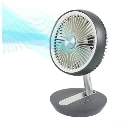 Abbildung von Eurom Ventilator faltbar 5W kabellos 4 Stufen Outdoor 400 m3/u 15h Laufzeit Lüftergöße ø 14 cm Tragbarer mini Elektrolüfter für Schlafzimmer, Camping, Büro 1,6 m USB Kabel